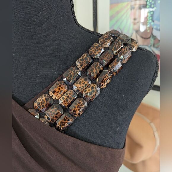 David Meister Criss-Cross Tortoiseshell Dress 8 Y2K Coquette Girl Whimsigoth - Picture 6 of 10